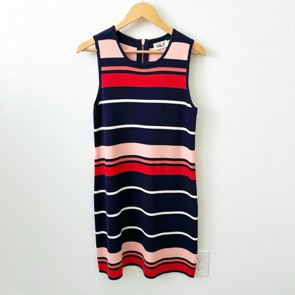 NEW Eliza J. Sleeveless Striped Sweater Dress Navy Size M - Picture 1 of 7